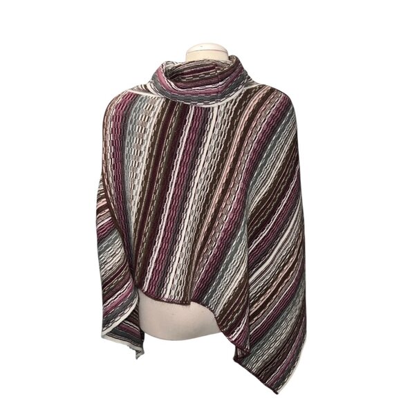 Cato Womens Multicolor Striped Knit Poncho One Size - Picture 7 of 8